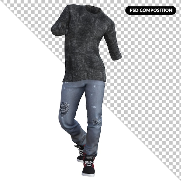 Roupa de estilo de rua isolada 3d