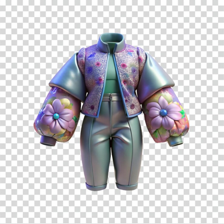PSD roupa de mangas de puff floral pastel