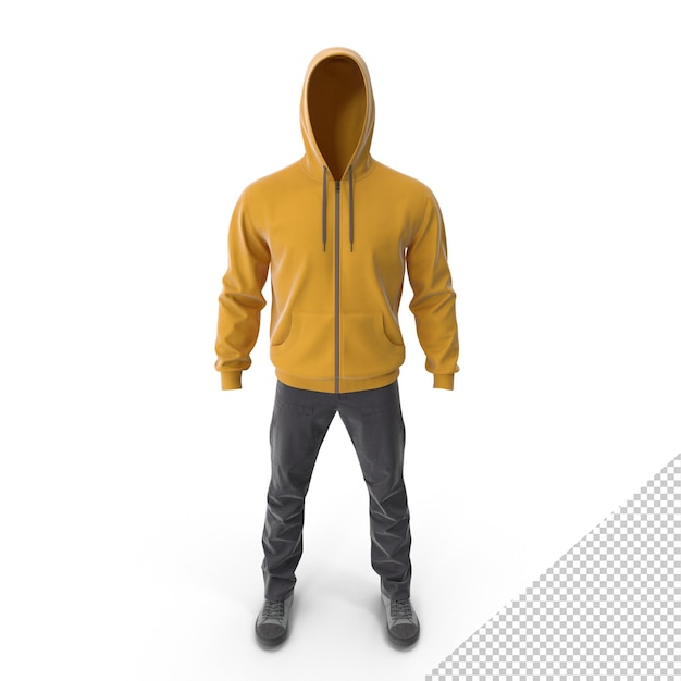 PSD roupas casuais masculinas capuz amarelo png