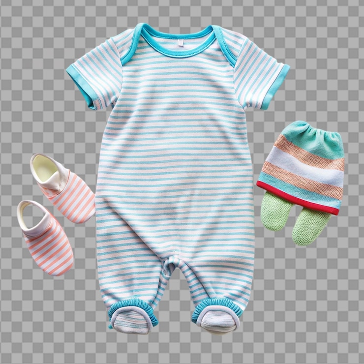 PSD roupas de bebé em fundo transparente