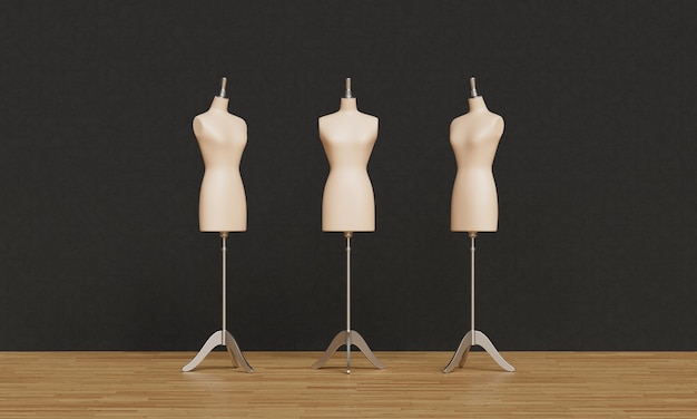 Roupas femininas Torso Mannequin Dummy Mock up Renderização 3D Não IA