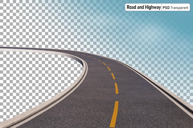 PSD route ou rue et autoroutes avec illustration 3d du chemin de détourage