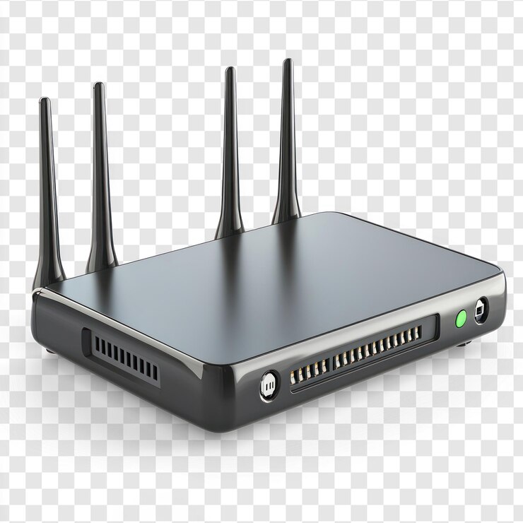 PSD router con capacidades vpn y múltiples antenas aisladas en un fondo transparente