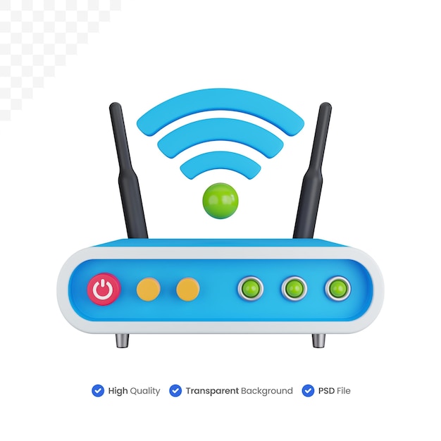 PSD router de ilustración de icono 3d con red wifi