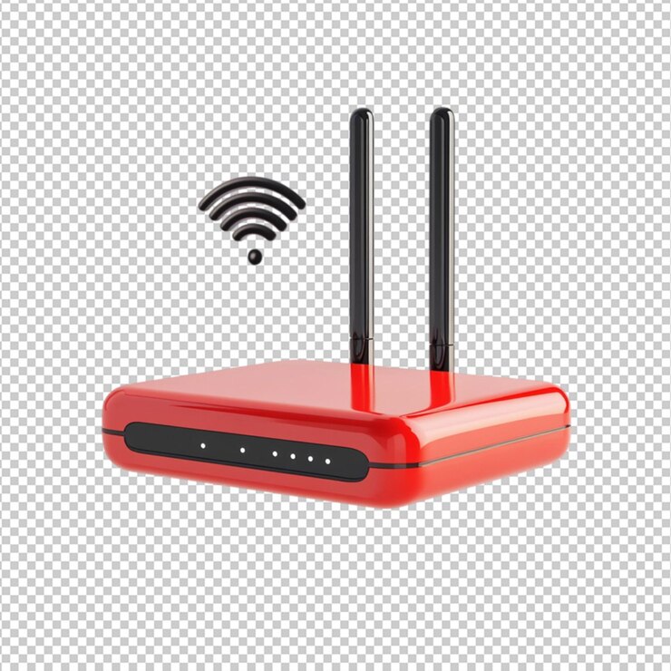 PSD router inalámbrico rojo internet tecnología wifi dispositivo gadget digital conexión de red moderna en el hogar