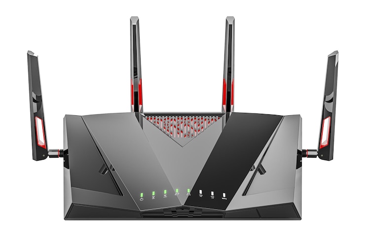 PSD router de internet inalámbrico de doble banda gigabit router de internet inalámbrica de alta velocidad con representación 3d aislada sobre un fondo transparente
