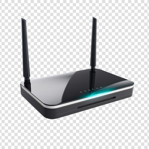 PSD router isolado num fundo transparente