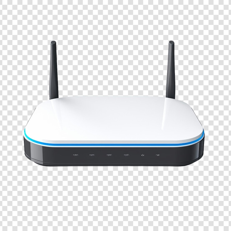 PSD router isolado num fundo transparente
