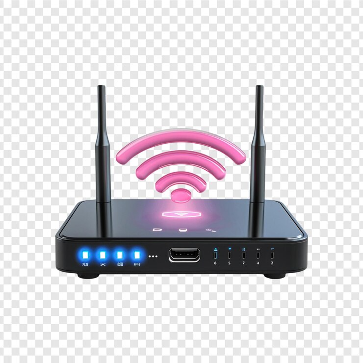 PSD router wi-fi isolado em fundo transparente
