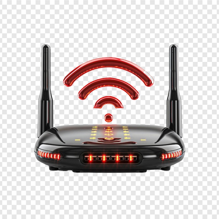 PSD router wi-fi isolado em fundo transparente