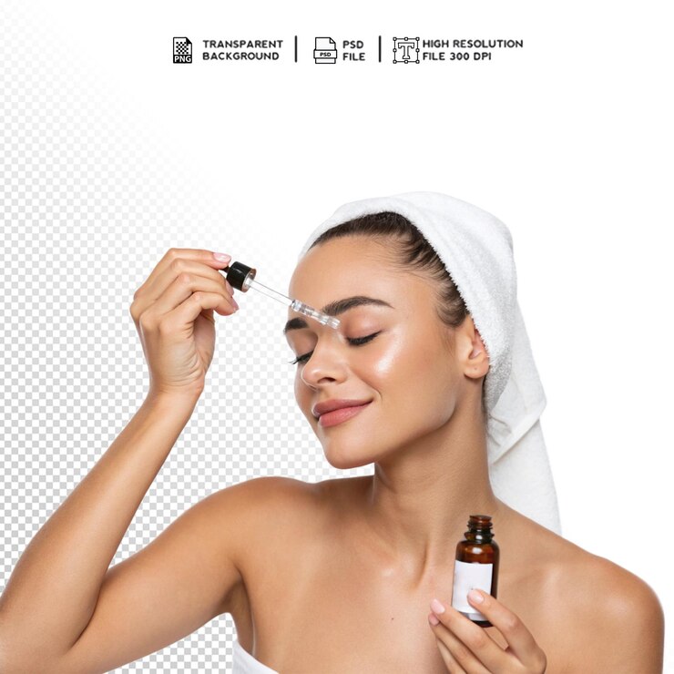 PSD routine de soins de la peau pour les jeunes femmes avec un sérum