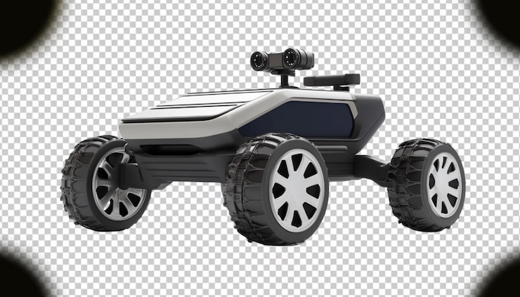 PSD rover planetario sobre un fondo transparente