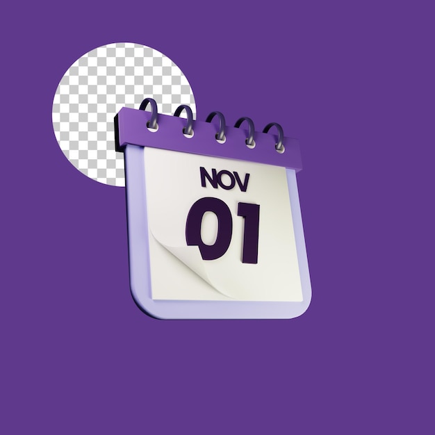 Roxo 01 calendário 3d renderização psd premium isolado