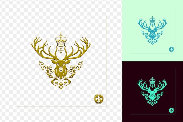 PSD royal hart dynasty monogram logo mit einem hirsche mit einem cro psd vektordesign kreatives kunstkonzept