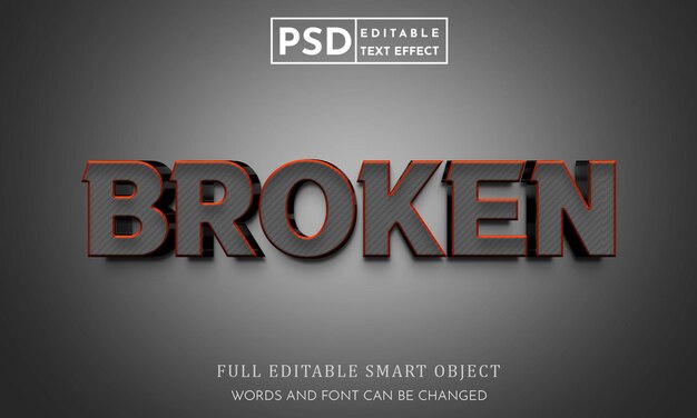 Rozbitý, 3D upravitelný textový efekt, prémiový PSD