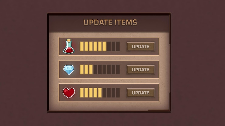 PSD rpg game update popup design