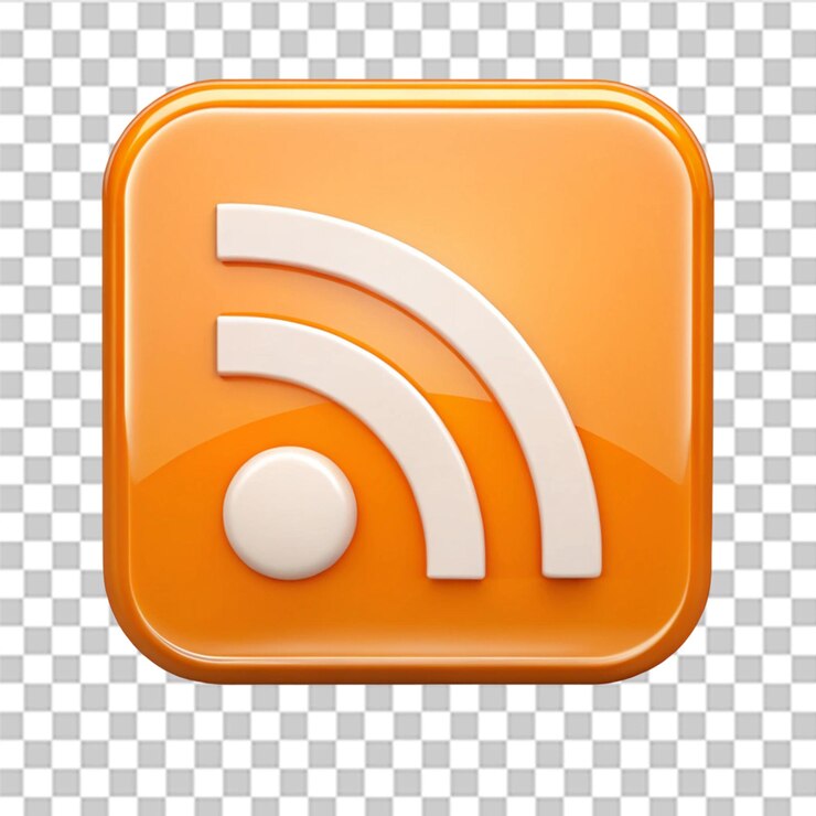 PSD rss icon isolated on transparent background