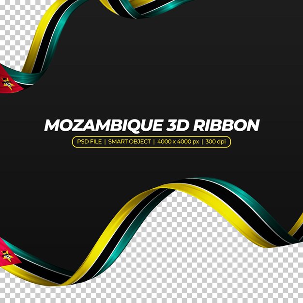 PSD un ruban avec le drapeau du mozambique en couleur 3d