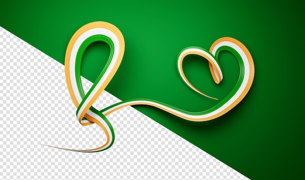 Ruban De Drapeau Indien Faisant Coeur Sur Fond Isolé Illustration 3d