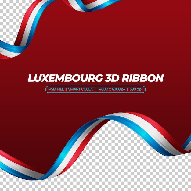 PSD ruban avec drapeau luxembourgeois couleur 3d