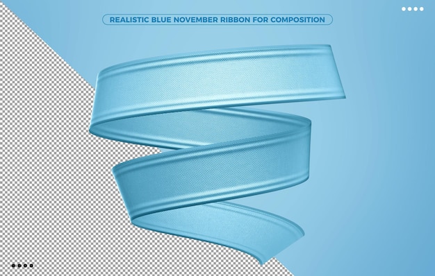 Ruban de novembre bleu réaliste pour les campagnes contre le cancer de la prostate