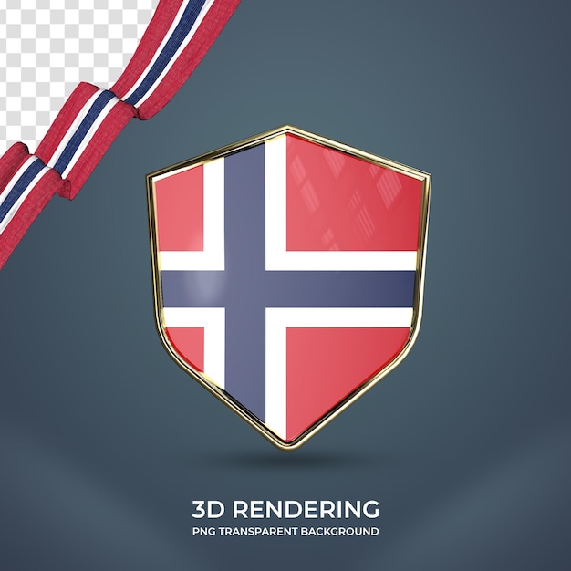 PSD ruban réaliste avec drapeau norvégien rendu 3d fond transparent