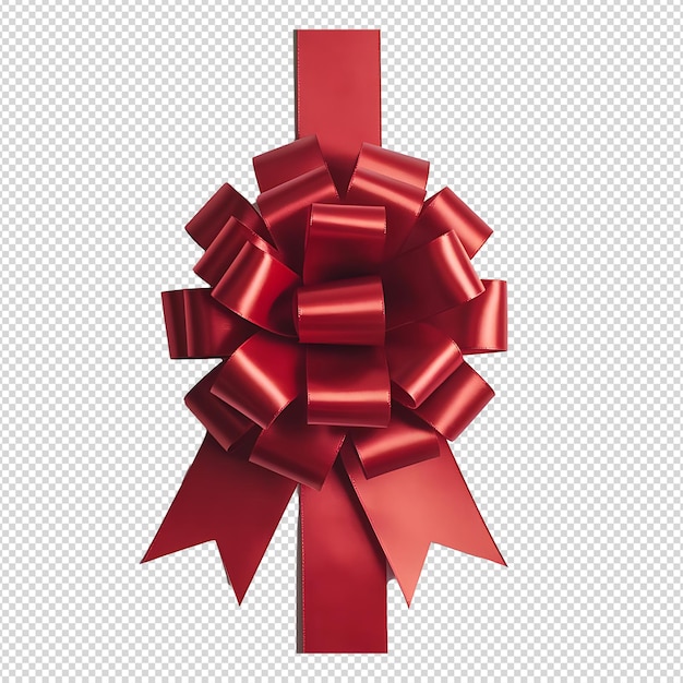 Un ruban rouge et un nœud sur fond transparent pour la conception de cadeaux et de décorations