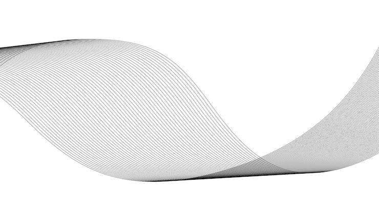 PSD des rubans ondulés noirs abstraits faits de lignes ondulées noires et de lignes courbes swirls et courbes design tem