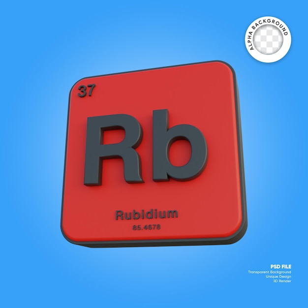 PSD rubidium chemisches element periodensystem 3d-rendering