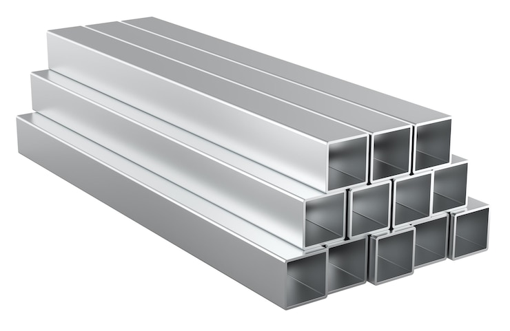 PSD rubios de sección hueca cuadrada de acero rubios cuadrados de metal laminado rendering 3d