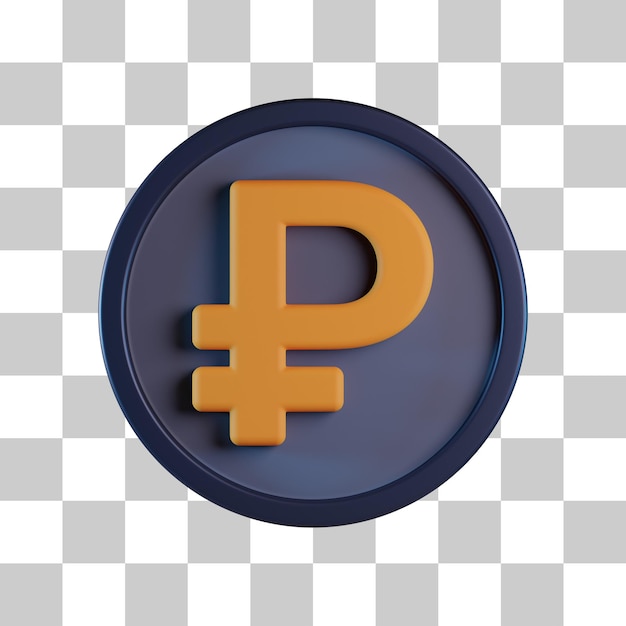 PSD rublo moneda 3d icono