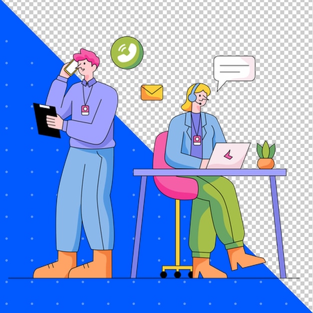 Ručně kreslená plochá vektorová ilustrace pro práci, kancelářské podnikání a projekty PNG transparentní pozadí