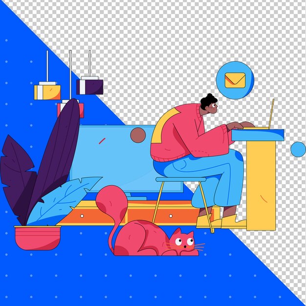 Ručně kreslená plochá vektorová ilustrace pro práci, kancelářské podnikání a projekty PNG transparentní pozadí