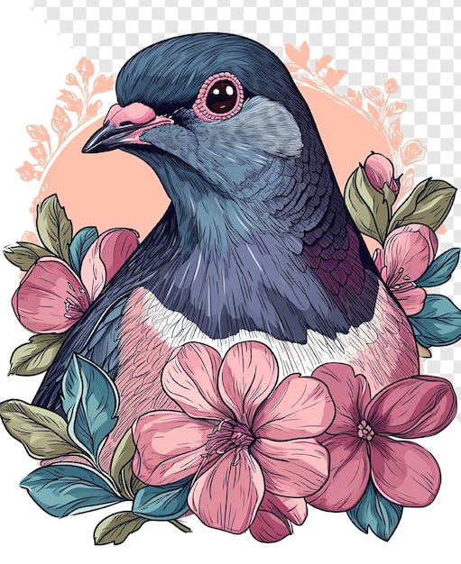 PSD ruddy quail dove face livro de coloração floral designpsd