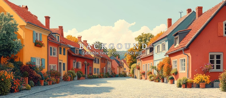 PSD la rue colorée du village européen