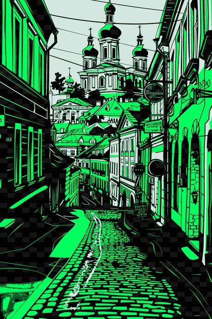 PSD une rue verte avec une lumière verte dessus