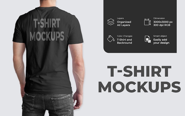 Rückansicht realistisches T-Shirt-Modell und 3D-Modell-T-Shirt-Modelle