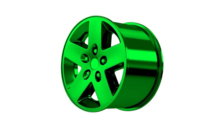 PSD rueda de coche verde y brillante