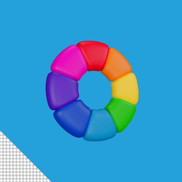 PSD rueda color 3d icono