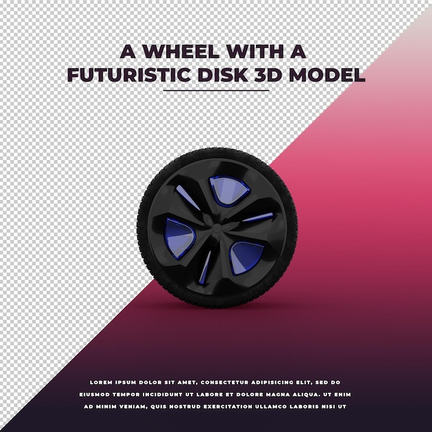 Una rueda con un disco futurista 3d aislado