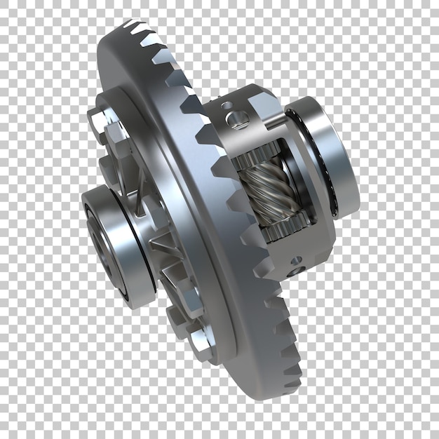 Ruedas dentadas de transmisión sobre fondo transparente Ilustración de renderizado 3d