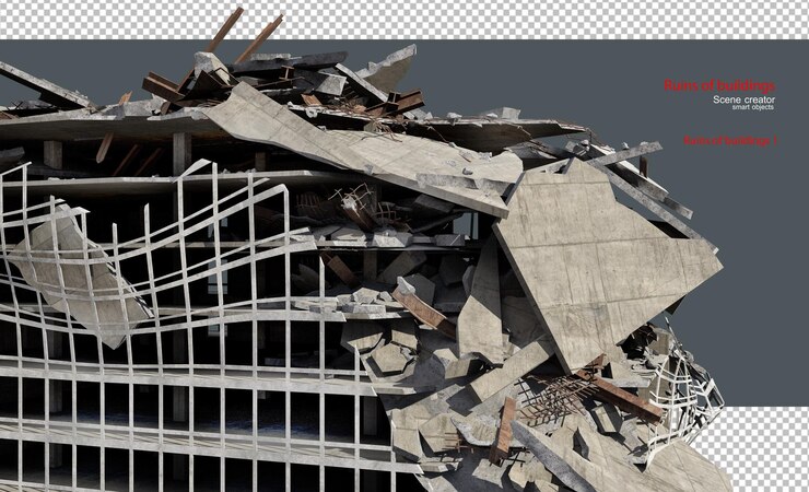 PSD ruinas de edificios de la guerra civil