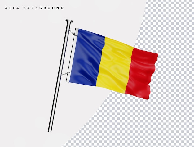 Rumania bandera de alta calidad en render 3d realista