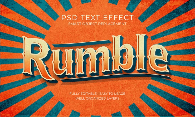 PSD rumble retro text effekt
