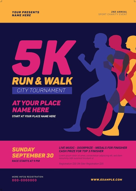 PSD run amp walk evento flyer