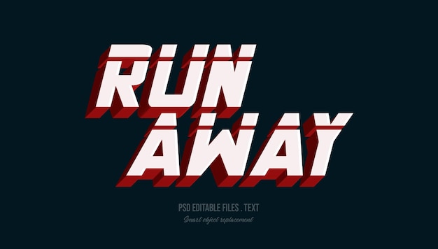 run away 3d text effect
