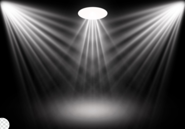 PSD runde podiumsbühne in spotlights strahlt realistisch