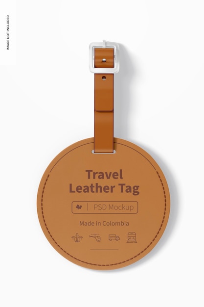 Runde reise-leder-tags mockup, ansicht von oben