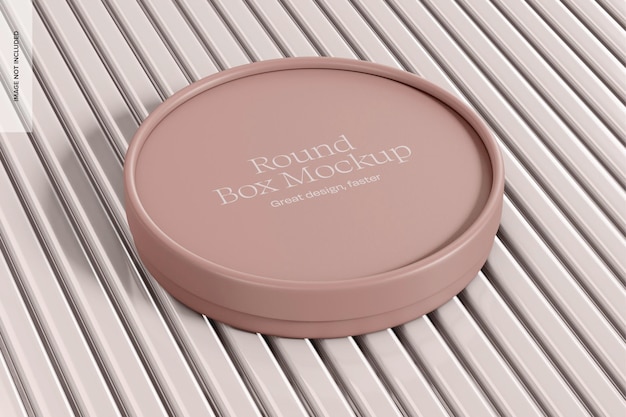 Runde Schachtel mit Metallpanel-Mockup-Perspektive