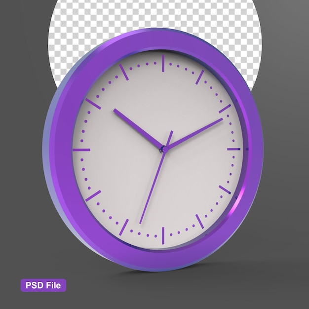 Runde wanduhr mit zeitpfeilen und ziffernblatt isoliert 3d